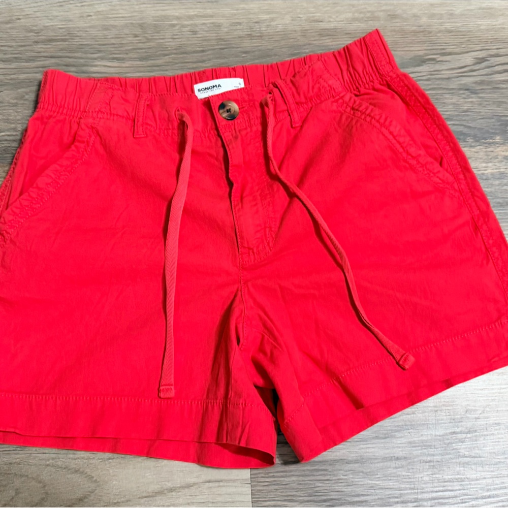 Sonoma Women's Vibrant Red Flat Front Shorts 97%Cotton 3%Spandes - Picture 4 of 11